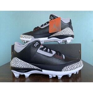 Nike Air Jordan 3 Mid TD "Black Cement" Football Cleats Men's Size 15 FZ8626-001